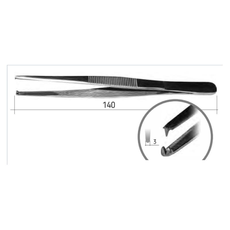 Пінцет хірургічний, 1:2 зубий, 14,5 см.